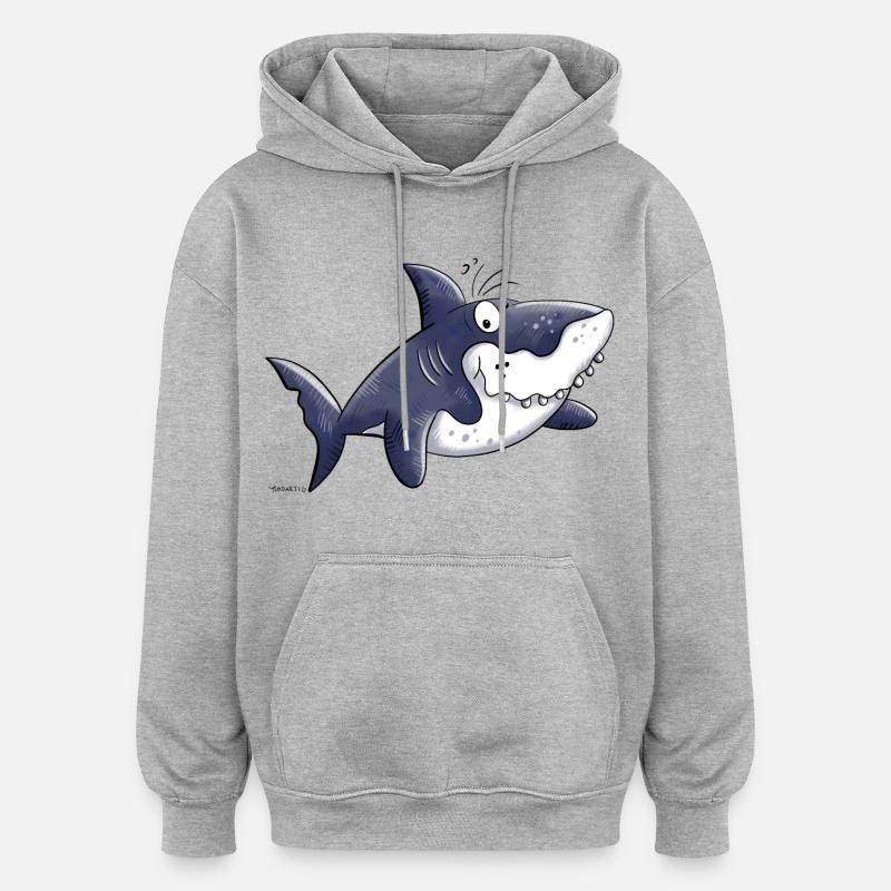 Requin comique - Sweat à capuche oversize unisexe - gris chiné