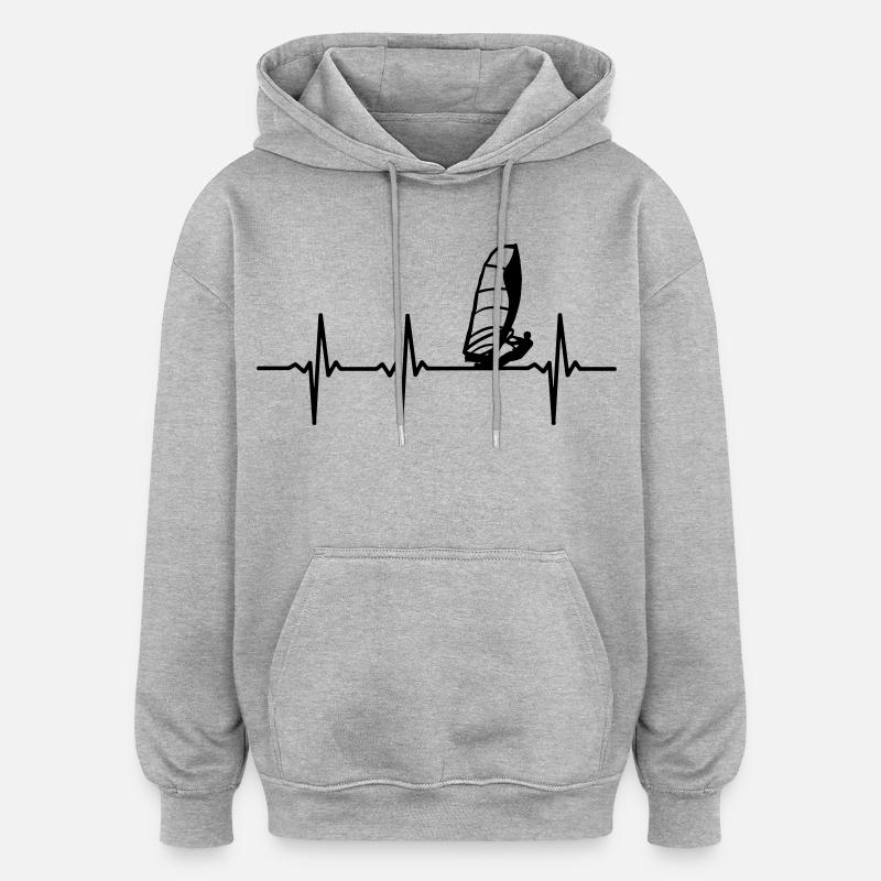 ECG de planches à voile - Sweat à capuche oversize unisexe - gris chiné