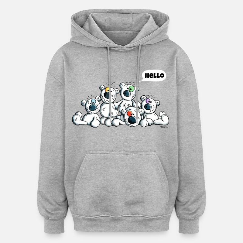 Hello Eisbären - Oversized Unisex Hoodie - Grau meliert