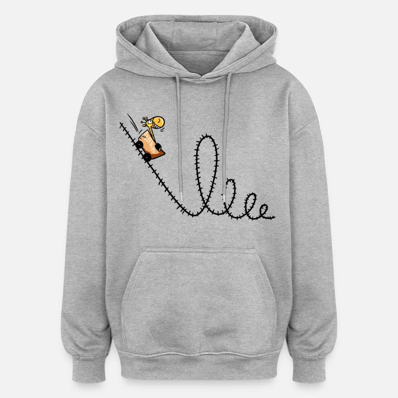 Girafe chevauchant un grand huit - Sweat à capuche oversize unisexe - gris chiné
