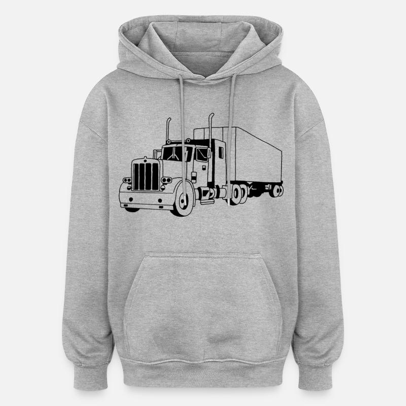 SCHWARZER LKW - Oversized Unisex Hoodie - Grau meliert