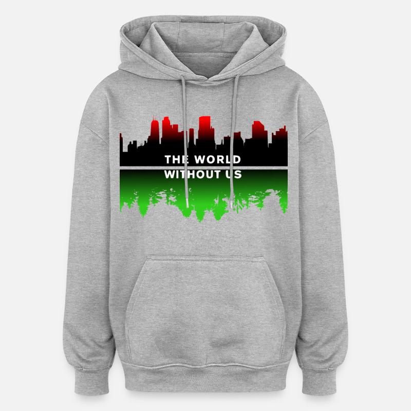 Planet Erde - Oversized Unisex Hoodie - Grau meliert
