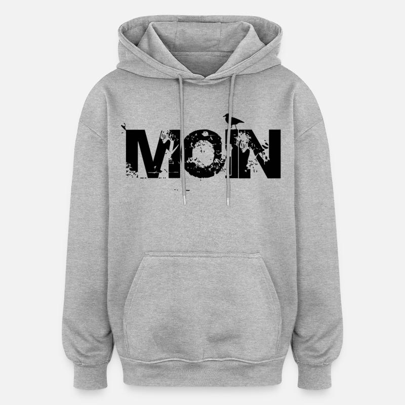 LUNE avec Seagull - Sweat à capuche oversize unisexe - gris chiné