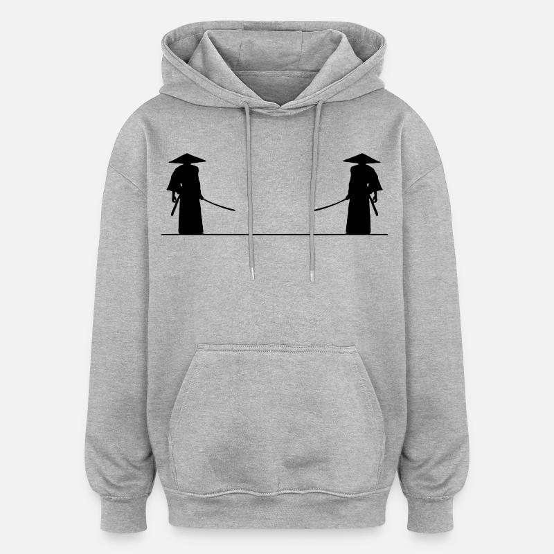 Bataille de samouraï - Sweat à capuche oversize unisexe - gris chiné