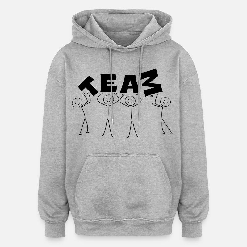Équipe - Sweat à capuche oversize unisexe - gris chiné
