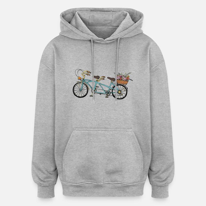 Tandem de fleurs - Sweat à capuche oversize unisexe - gris chiné