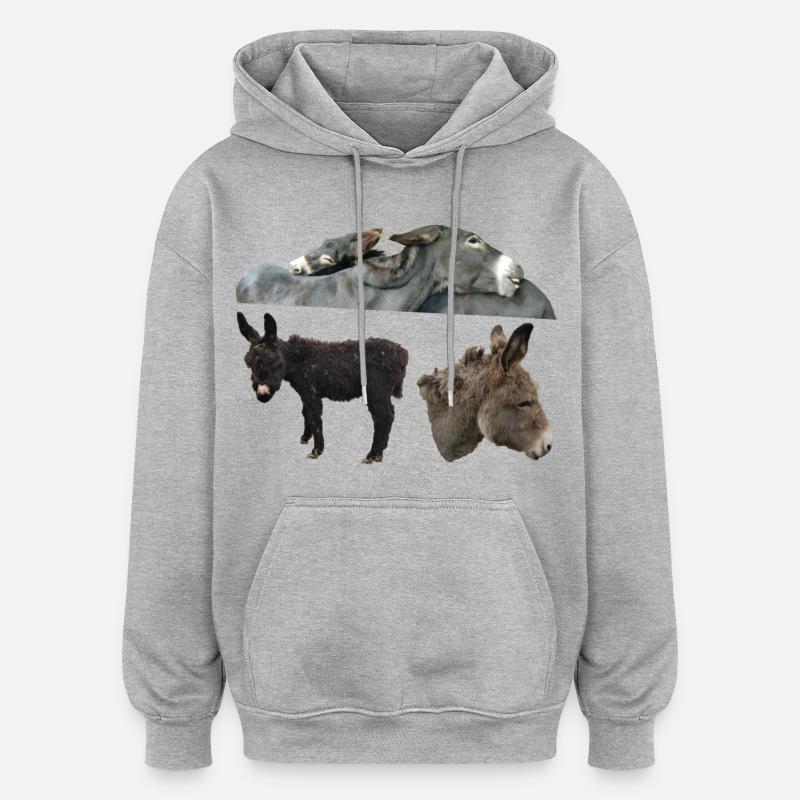 Âne - Sweat à capuche oversize unisexe - gris chiné