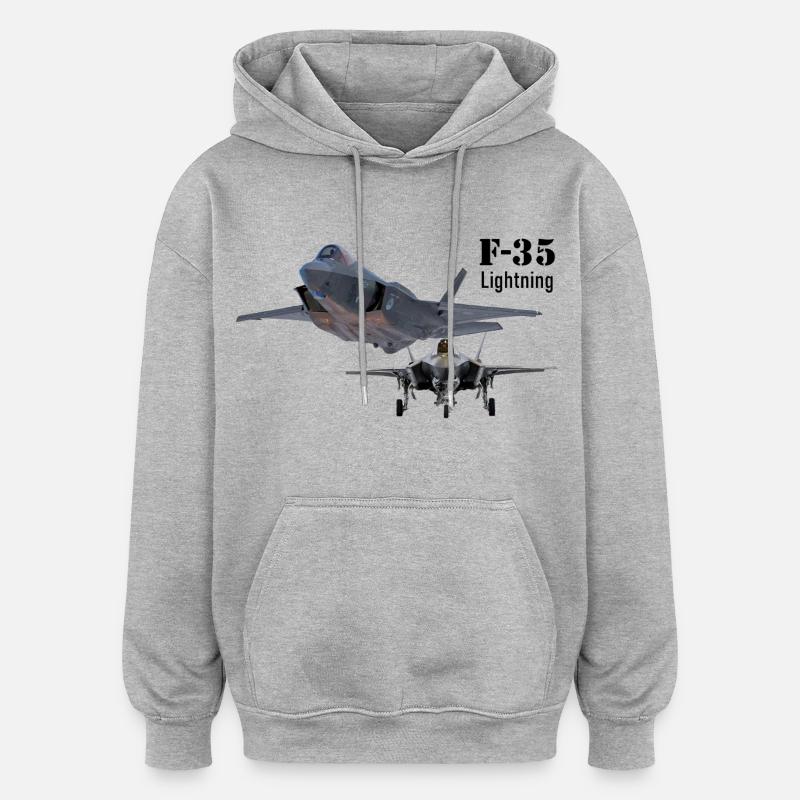 F-35 - Sweat à capuche oversize unisexe - gris chiné