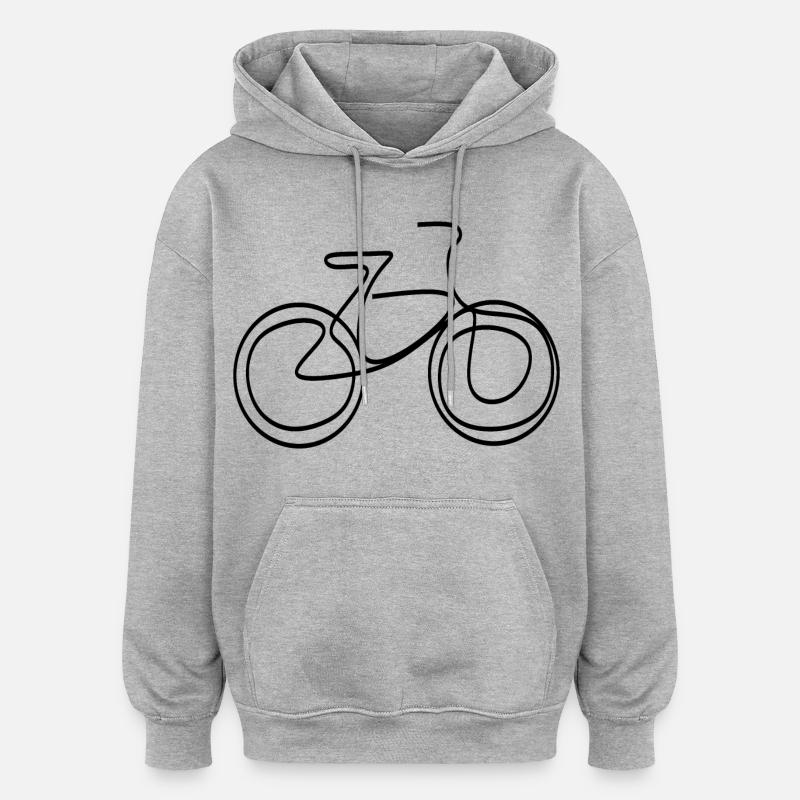 LINE ART ROUE NOIR MINIMALISME - Sweat à capuche oversize unisexe - gris chiné