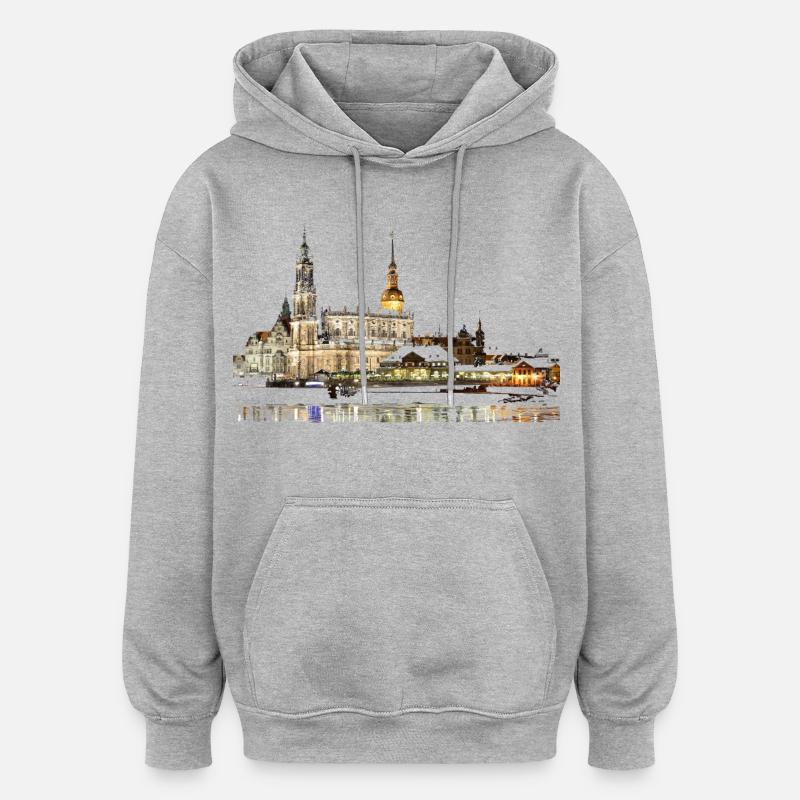 Dresde - Sweat à capuche oversize unisexe - gris chiné