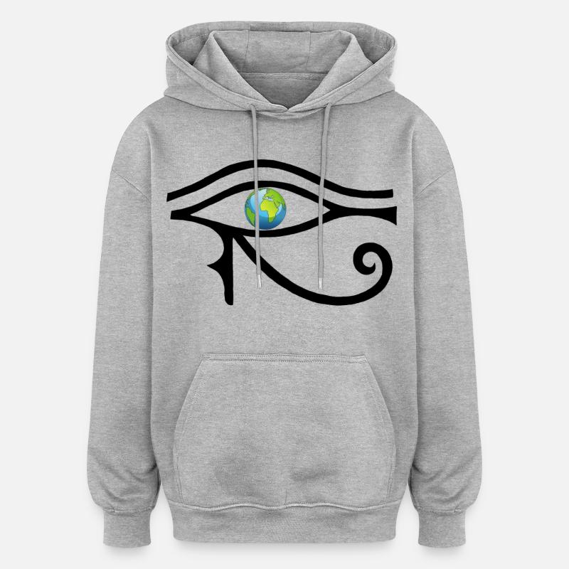 Regard sur le monde (noir) - Sweat à capuche oversize unisexe - gris chiné