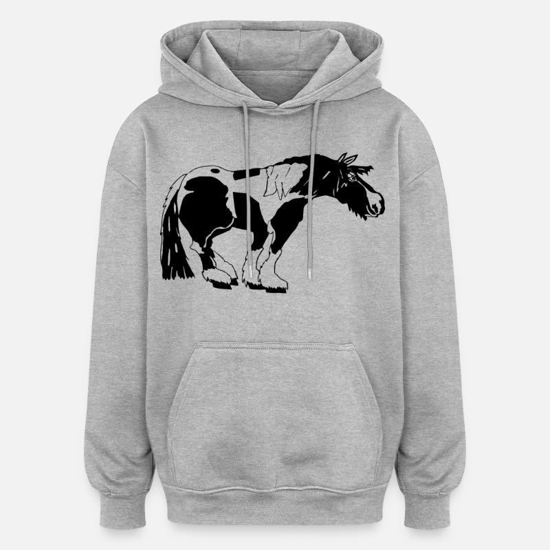 witziger Tinker , Tinker Schecke, Tinker reiten - Oversized Unisex Hoodie - Grau meliert