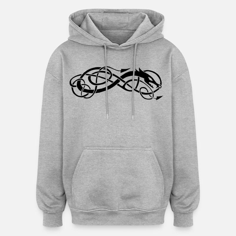Serpent celte noir - Sweat à capuche oversize unisexe - gris chiné