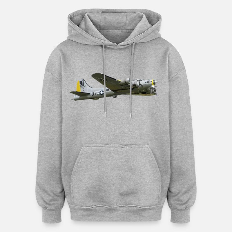 B-17 - Sweat à capuche oversize unisexe - gris chiné