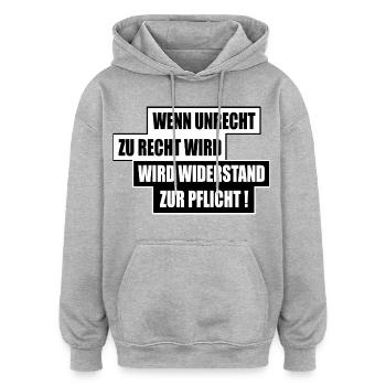 WENN UNRECHT ZU RECHT WIRD - Oversized Unisex Hoodie - Grau meliert - Vorne - Noah (186cm)