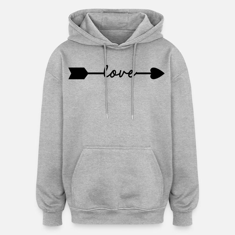 Love - Sweat à capuche oversize unisexe - gris chiné