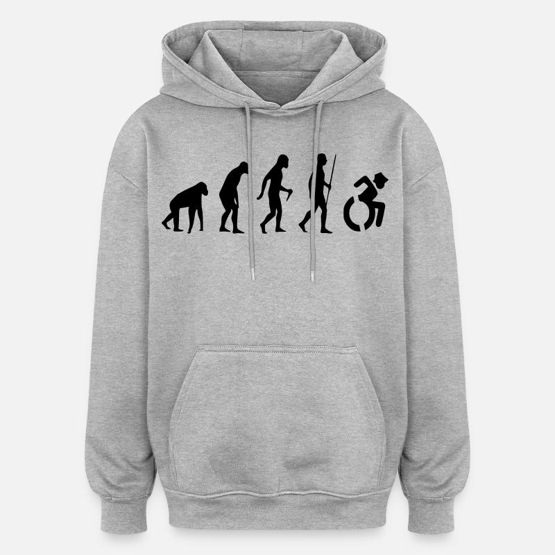 Evolution Rollstuhl. Die Rollstuhl-Evolution * - Oversized Unisex Hoodie - Grau meliert