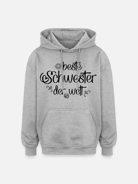 Lustige Schwester - Oversized Unisex Hoodie - Grau meliert