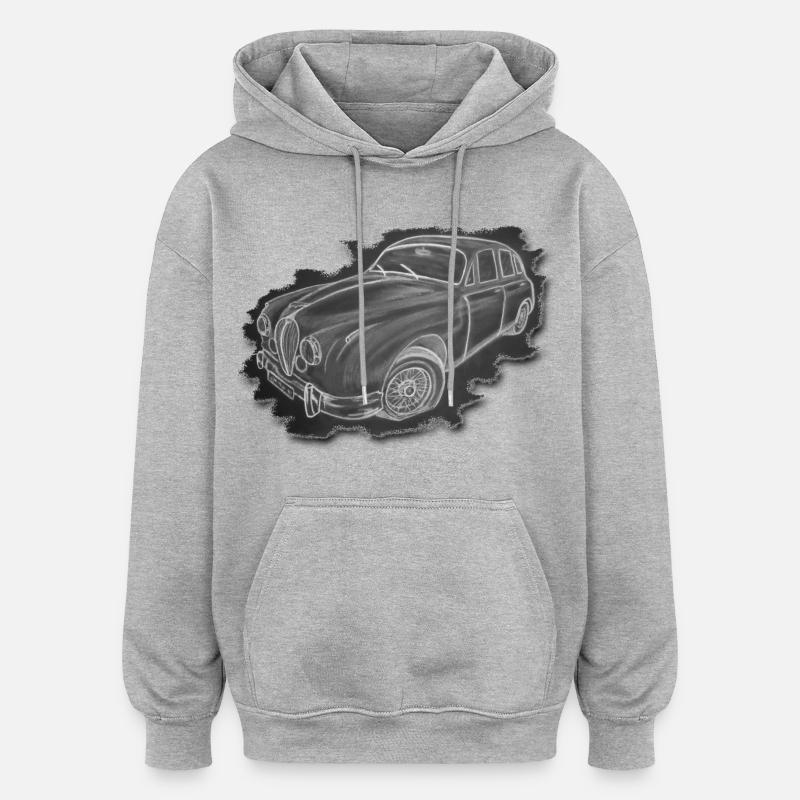 Oldtimer - Zeichnung - Oversized Unisex Hoodie - Grau meliert