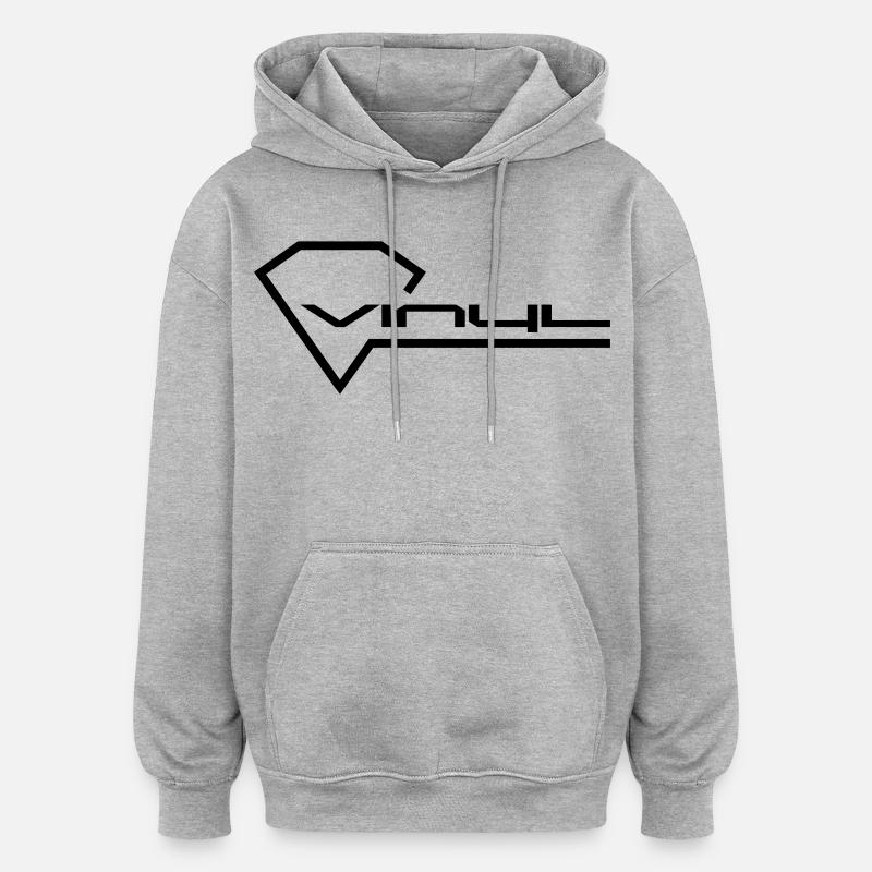 Vinyle - Sweat à capuche oversize unisexe - gris chiné