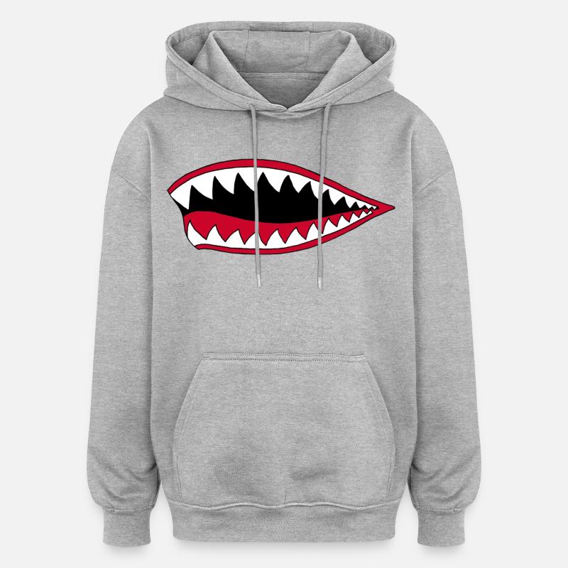 Bouche de carnivore - Sweat à capuche oversize unisexe - gris chiné