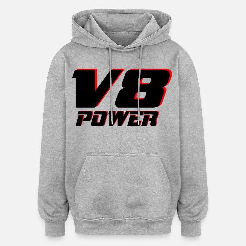 V8 - Sweat à capuche oversize unisexe - gris chiné
