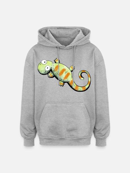 Happy Gecko I Lizard - Oversized Unisex Hoodie - heather grey