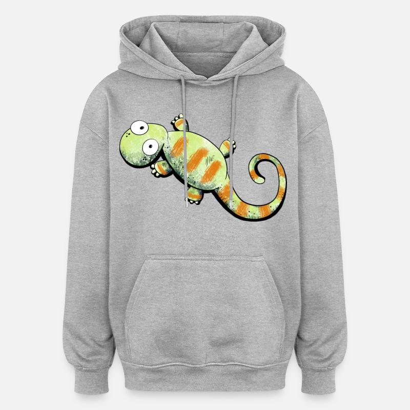 Happy Gecko I Echse - Oversized Unisex Hoodie - Grau meliert