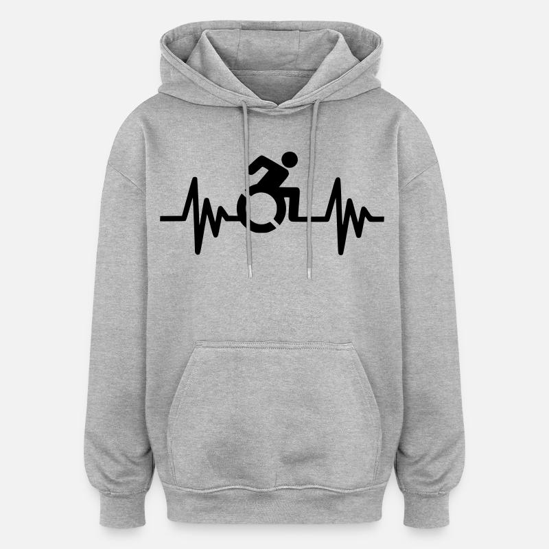 Rollstuhlfahrer mit klopfendem Herzen # - Oversized Unisex Hoodie - Grau meliert