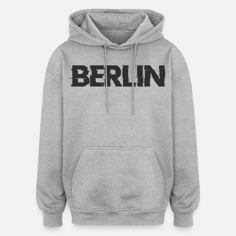 Lettrage Berlinois - Sweat à capuche oversize unisexe - gris chiné