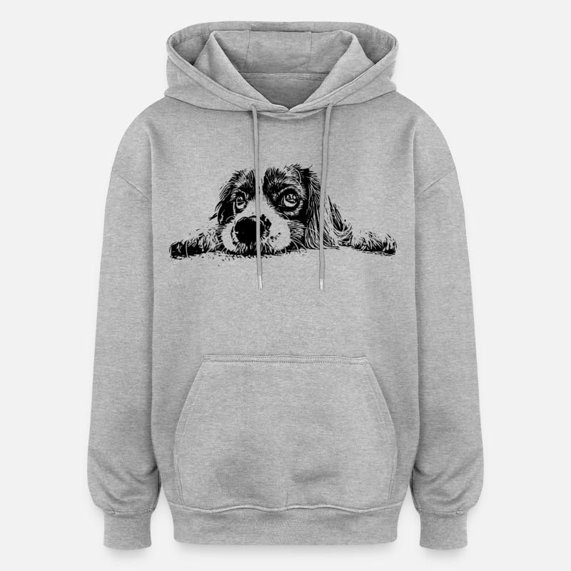 Cocker Spaniel - Sweat à capuche oversize unisexe - gris chiné