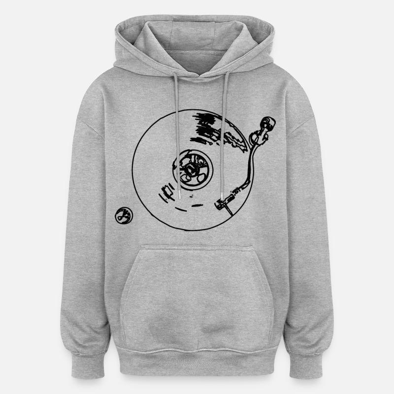 Électrophone - Sweat à capuche oversize unisexe - gris chiné