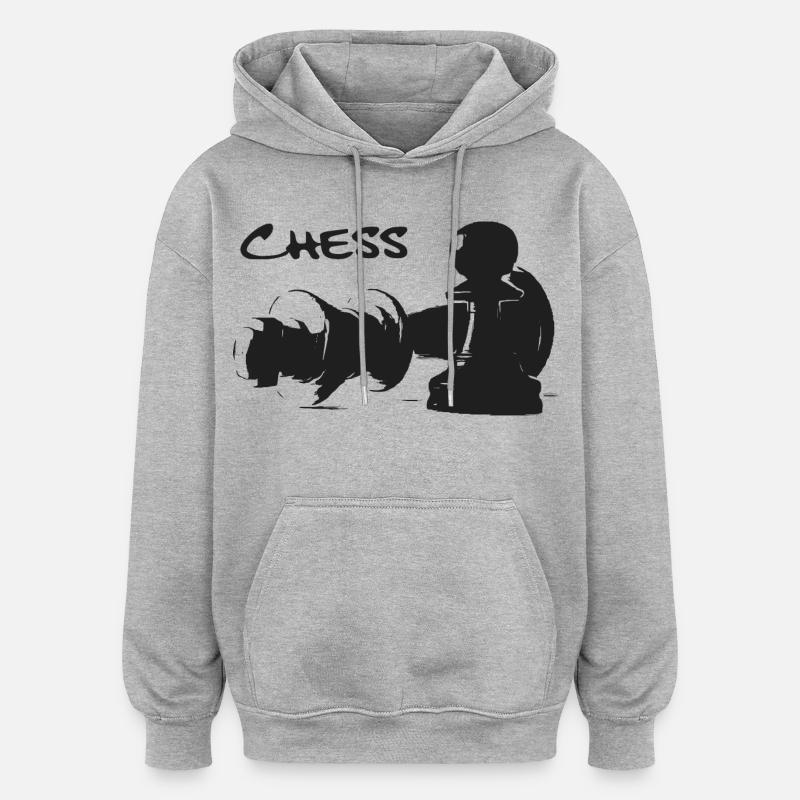 Pion d’échecs et roi - Sweat à capuche oversize unisexe - gris chiné