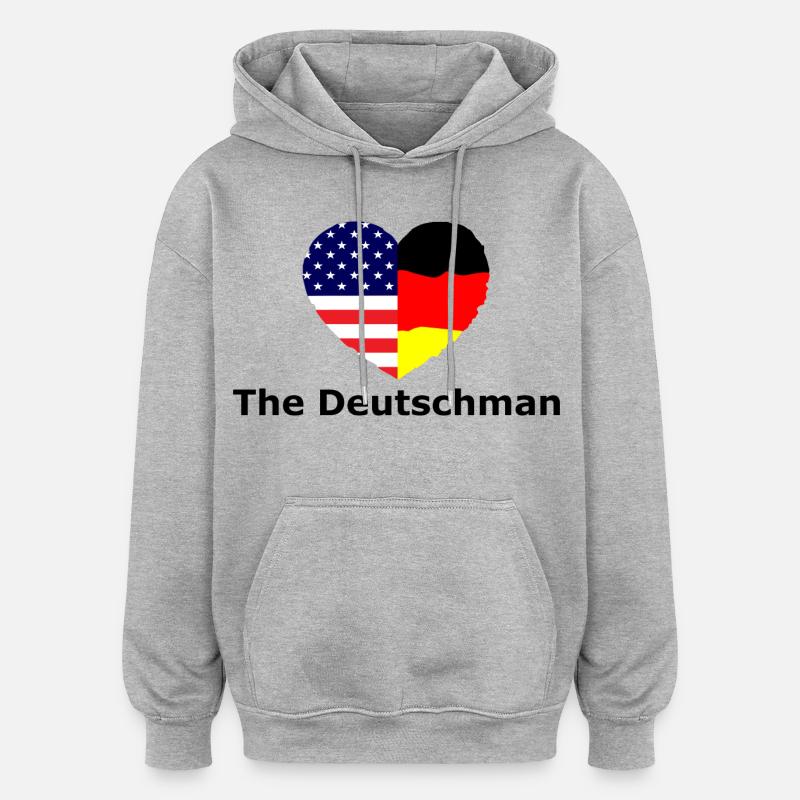 Le Deutschmann - Sweat à capuche oversize unisexe - gris chiné