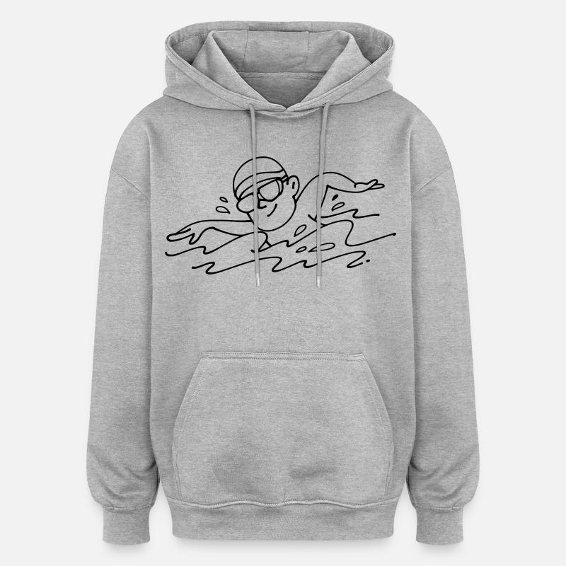 Nageur - Sweat à capuche oversize unisexe - gris chiné