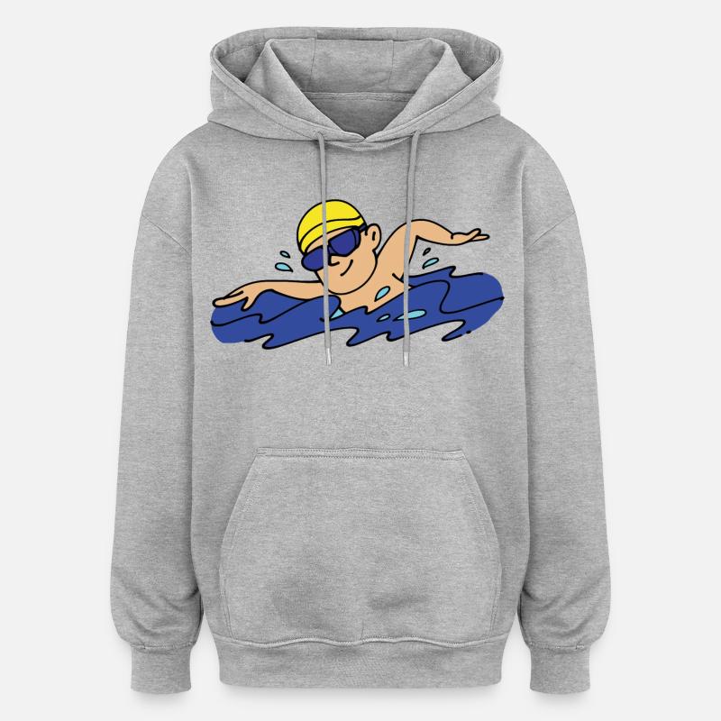 Nageur - Sweat à capuche oversize unisexe - gris chiné