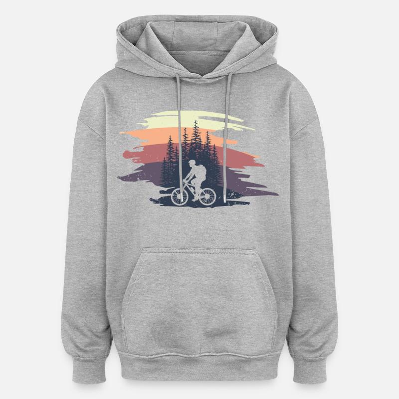 Mountainker en forêt - Sweat à capuche oversize unisexe - gris chiné