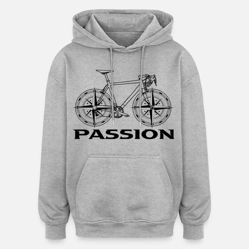 Vélo - Sweat à capuche oversize unisexe - gris chiné
