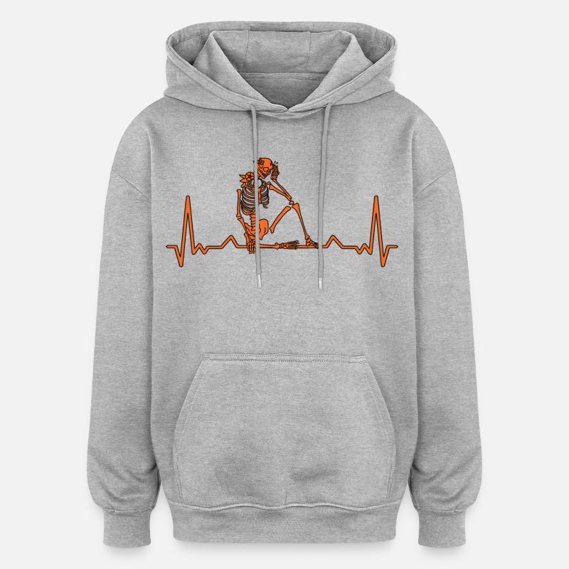 Herzfrequenz vom Skelett - Oversized Unisex Hoodie - Grau meliert