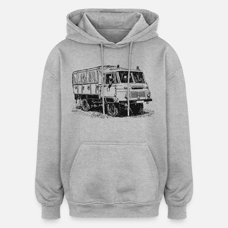 Robur LO LD MTW mit Blaulicht - Oversized Unisex Hoodie - Grau meliert