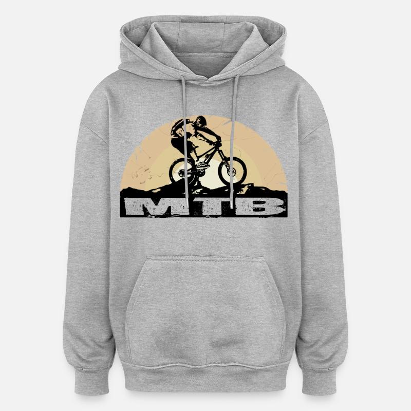 Vélo VTT - Sweat à capuche oversize unisexe - gris chiné