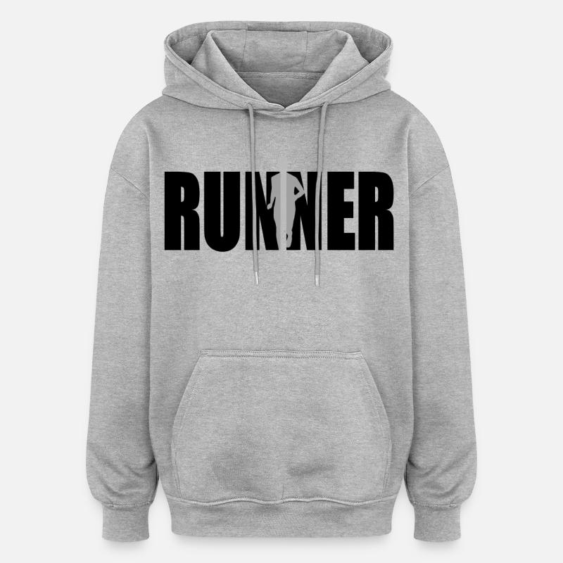 Coureur - Sweat à capuche oversize unisexe - gris chiné