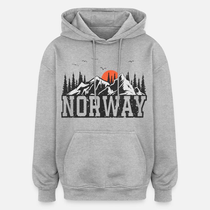 Norvège - Sweat à capuche oversize unisexe - gris chiné