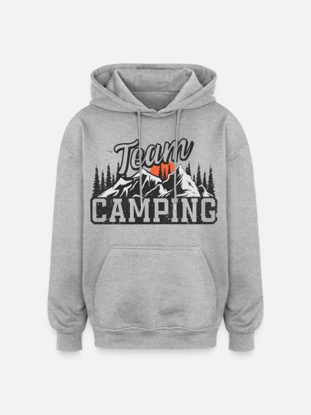 Team Camping - Oversized Unisex Hoodie - heather grey
