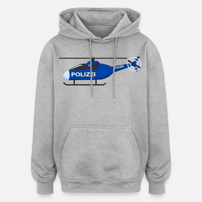 Hubschrauber Polizei - Oversized Unisex Hoodie - Grau meliert