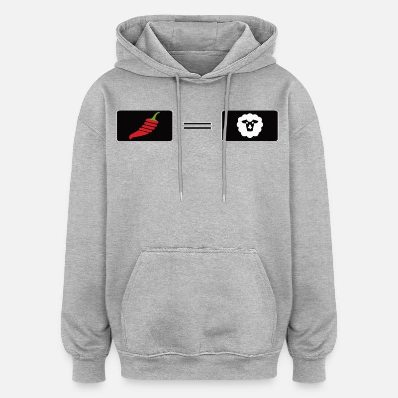 Feuriger Chili-Pfeffer mit Schaf-Design - Oversized Unisex Hoodie - Grau meliert