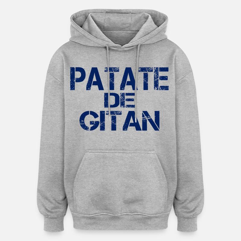 Patate GITAN bleu - Sweat à capuche oversize unisexe - gris chiné