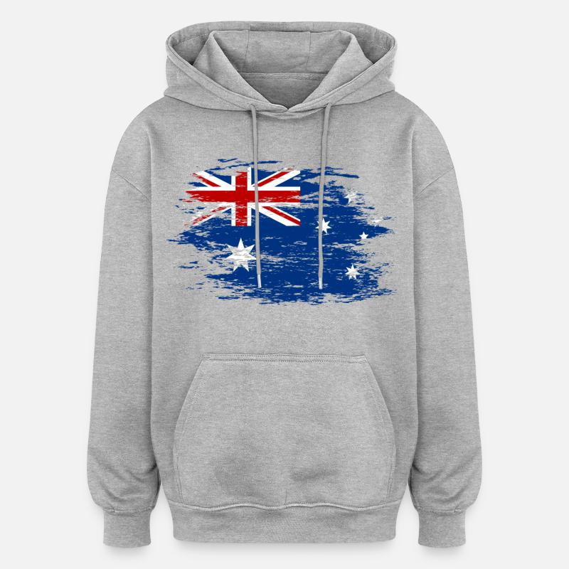 Australie utilisé - Sweat à capuche oversize unisexe - gris chiné