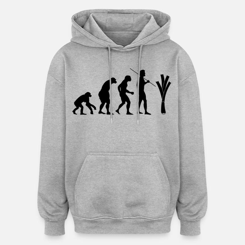 Evolution des Lauchs - Oversized Unisex Hoodie - Grau meliert