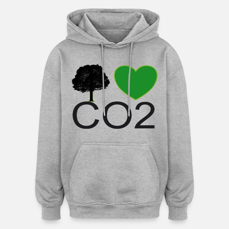 Ich Liebe CO2 Herz Grafik - Oversized Unisex Hoodie - Grau meliert